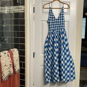 Free People Vera Midi Dress Blue Gingham